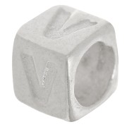 Perle lettre alphabet cube 5x4 mm avec gros trou - V - Argent 925 x1|raw }}