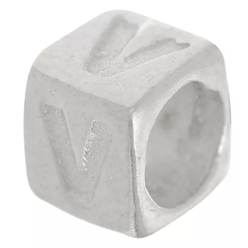 Perle lettre alphabet cube 5x4 mm avec gros trou - V - Argent 925 x1