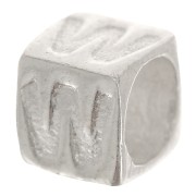 Perle lettre alphabet cube 5x4 mm avec gros trou - W - Argent 925 x1