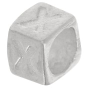 Perle lettre alphabet cube 5x4 mm avec gros trou - X - Argent 925 x1|raw }}
