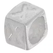 Perle lettre alphabet cube 5x4 mm avec gros trou - X - Argent 925 x1