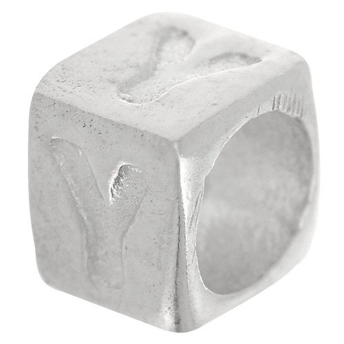 Perle lettre alphabet cube 5x4 mm avec gros trou - Y - Argent 925 x1