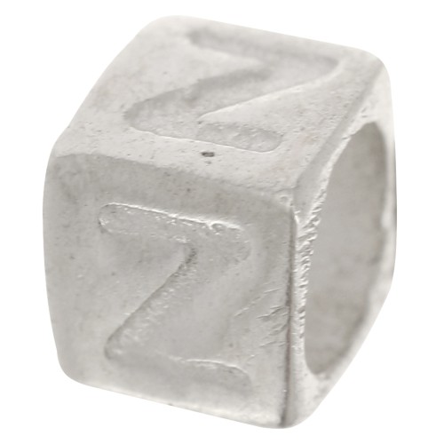 Perle lettre alphabet cube 5x4 mm avec gros trou - Z - Argent 925 x1