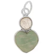 Pendentif coeur 9x9 mm en Amazonite et cabochon 4 mm Labradorite - Argent 925 x1