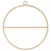 Pendentif cercle avec barre horizontale - anneau de tissage - 38 mm - Doré x1