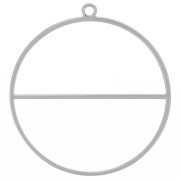 Pendentif cercle avec barre horizontale - anneau de tissage - 38 mm - Argenté x1|raw }}