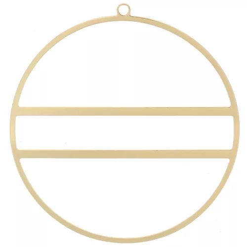 Pendentif cercle avec deux barres horizontales - 43 mm - Doré x1