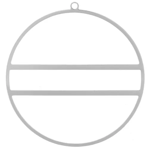 Pendentif cercle avec deux barres horizontales - 43 mm - Argenté x1