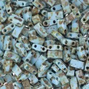 Miyuki Half Tila Beads 5x2.3x1.9mm HTL-4514 - Turquoise Blue Picasso x100g