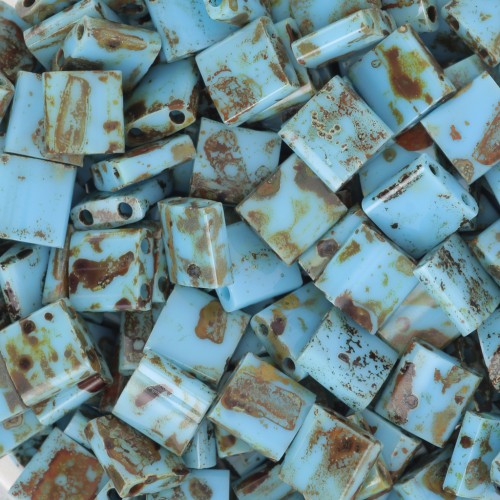 Miyuki Tila Beads 5x5x1.9 mm TL-4514 - Opaque Turquoise Blue Picasso paquet 100g