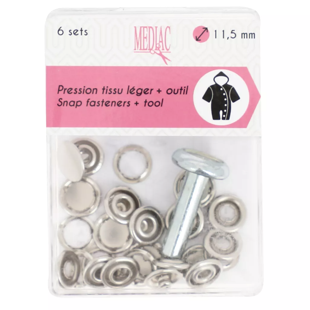 Lot De 200 Boutons Pression Acier Inoxydable Argent + Outils De Fixation - Neuf