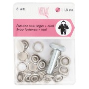 Boutons pressions et outil de pose 11.5 mm - Argenté x6|raw }}