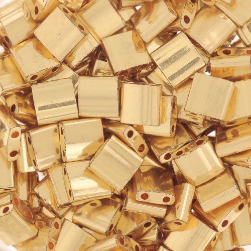 Miyuki Tila Beads 5x5x1.9 mm TL-191 - 24kt Gold Plated x50g