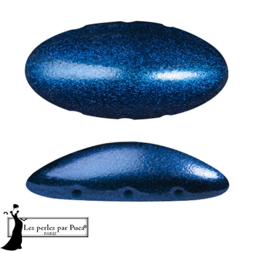 Athos 3D 3 trous® par Puca® 20x10 mm - Caribbean Blue Metallic Mat x1