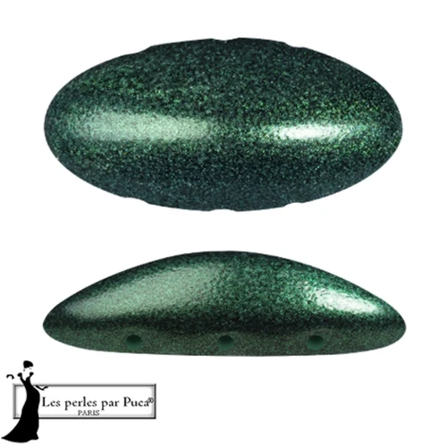 Athos 3D 3 trous® par Puca® 20x10 mm - Green Forest Metallic Mat x1