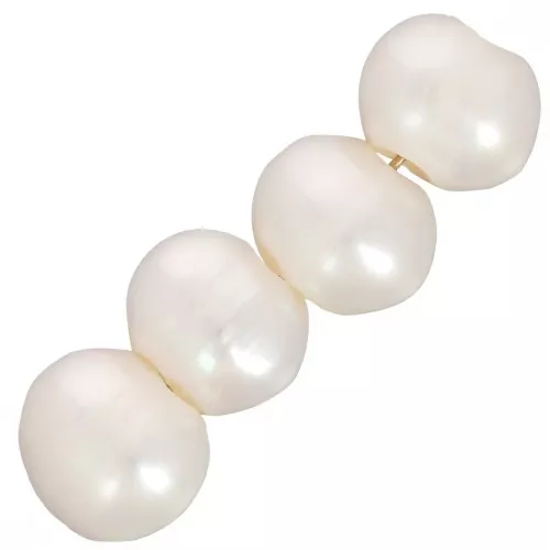 Perles d'eau douce rondes 10 mm - gros trou 3 mm - Grade A+ - Blanc nacré x4