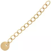 Chainette d'extension maille Rombo 44 mm & médaille - Acier inox 304L Doré x1