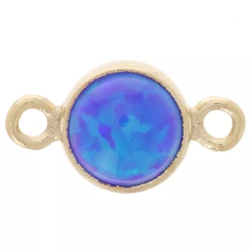 Intercalaire rond 4.6 mm Imitation Royal Blue Opal - Gold filled (or laminé) x1
