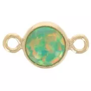 Intercalaire rond 4.6 mm Imitation Vert Opal - Gold filled (or laminé) x1
