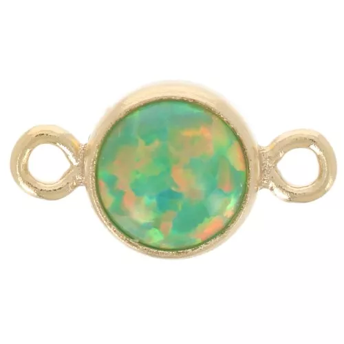 Intercalaire rond 4.6 mm Imitation Vert Opal - Gold filled (or laminé) x1