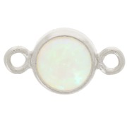 Intercalaire rond 4.6 mm avec cabochon imitation Mint Opal - Argent 925 x1|raw }}