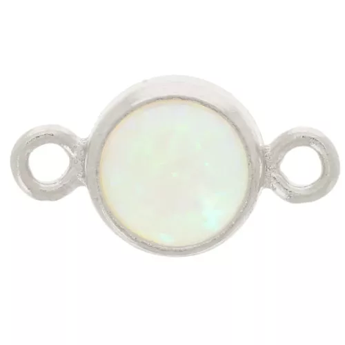 Intercalaire rond 4.6 mm avec cabochon imitation Mint Opal - Argent 925 x1