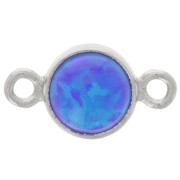 Intercalaire rond 4.6 mm avec cabochon imitation Royal Blue Opal - Argent 925 x1|raw }}