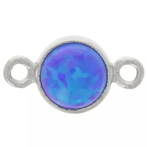 Intercalaire rond 4.6 mm avec cabochon imitation Royal Blue Opal - Argent 925 x1