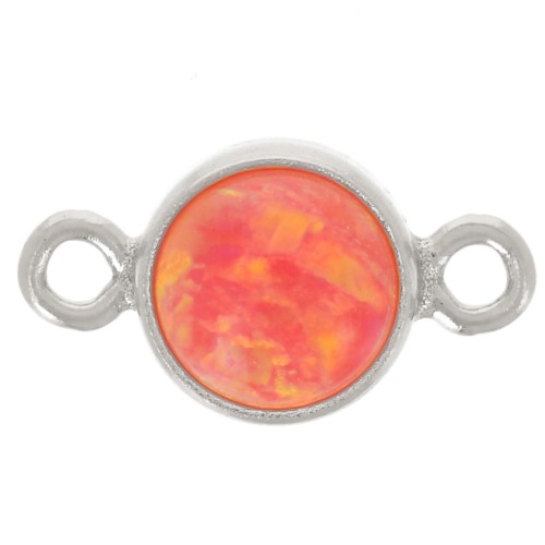 Intercalaire rond 4.6 mm avec cabochon imitation Rouge Opal - Argent 925 x1