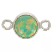 Vert - Intercalaire rond 4.6 mm avec cabochon imitation Vert Opal - Argent 925 x1 Intercalaire rond 4.6 mm avec cabochon imitation Vert Opal - Argent 925 x1