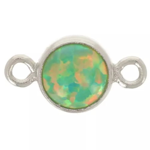 Intercalaire rond 4.6 mm avec cabochon imitation Vert Opal - Argent 925 x1