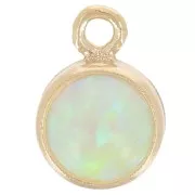 Mint - Breloque ronde 4.6 mm cabochon imitation Mint Opal - Gold filled (or laminé) x1 Breloque ronde 4.6 mm cabochon imitation Mint Opal - Gold filled (or laminé) x1