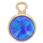 Breloque ronde 4.6 mm cabochon imit Royal Blue Opal Gold filled (or laminé) x1|raw }}