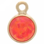 Breloque ronde 4.6 mm cabochon imitation Rouge Opal Gold filled (or laminé) x1|raw }}