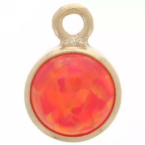 Breloque ronde 4.6 mm cabochon imitation Rouge Opal Gold filled (or laminé) x1