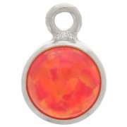 Breloque ronde 4.6 mm avec cabochon imitation Rouge Opal - Argent 925 x1|raw }}