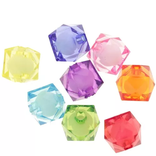Perles carrées facettées 10 mm en acrylique transparent - Multicolore x20