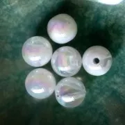 Perles rondes en acrylique 13.5mm - Transparent effet AB x6