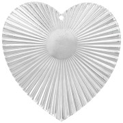 Pendentif coeur effet plissé 41x40 mm pour cabochon 10 mm - Placage Argent Fin x1|raw }}