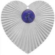Pendentif coeur effet plissé 41x40 mm pour cabochon 10 mm - Placage Argent Fin x1