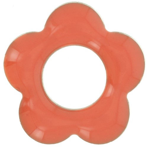 Pendentifs fleur 18 mm en métal et résine époxy - Rose corail x4