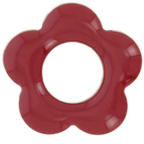 Pendentifs fleur 18 mm en métal et résine époxy - Rouge foncé x4
