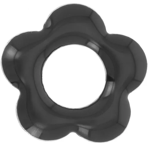 Pendentifs fleur 18 mm en métal et résine époxy - Noir x4
