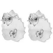 Clous d'oreilles feuille 17.5x15.5 mm avec anneau ouvert - Placage Argent fin x2