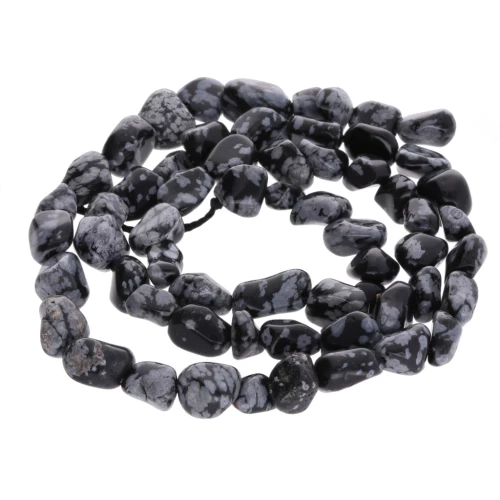 Perles nuggets irréguliers 6 - 7 mm pierre gemme - Obsidienne Mouchetée x40cm