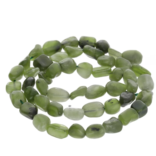 Perles nuggets irréguliers 6 - 7 mm pierre gemme teintée - Jade verte x40cm