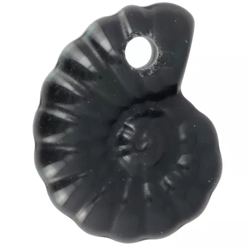 Pendentif coquillage spirale 20x16 mm en imitation pierre gemme - Obsidienne x1