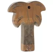 Pendentif palmier 28x22 mm en pierre gemme - Oeil de tigre x1