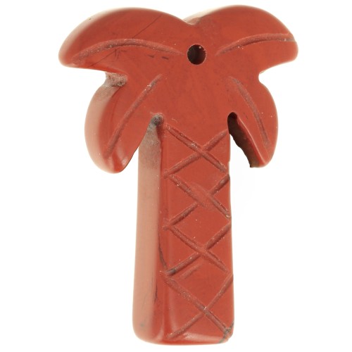 Pendentif palmier 28x22 mm en pierre gemme - Jaspe rouge x1