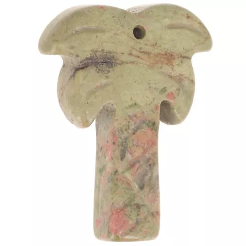 Pendentif palmier 28x22 mm en pierre gemme - Unakite x1